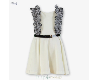 VESTIDO NIÑA BLANCO CON VOLANTES CON CINTURÓN DE VOLANTES 2