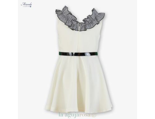 VESTIDO NIÑA BLANCO CON VOLANTES CON CINTURÓN DE VOLANTES