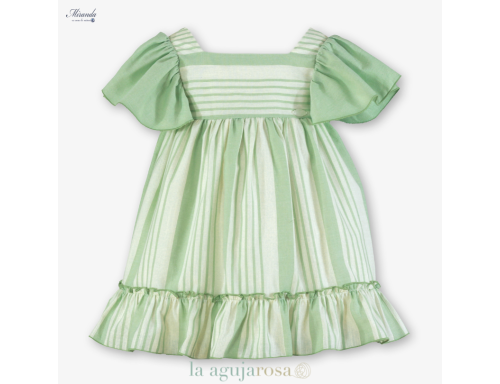 VESTIDO RAYAS VERDES CON LAZO DE MIRANDA