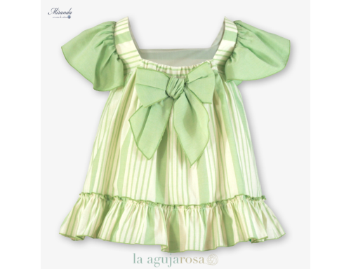 VESTIDO RAYAS VERDES CON LAZO DE MIRANDA