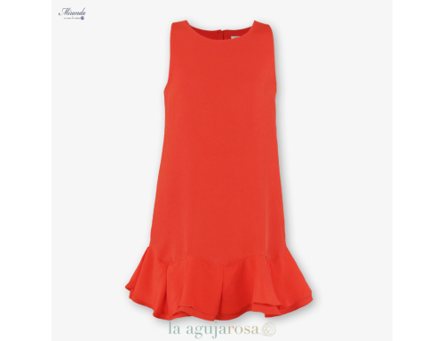 VESTIDO NIÑA ROJO CON VOLANTE Y LAZO EN LA ESPALDA DE MIRANDA