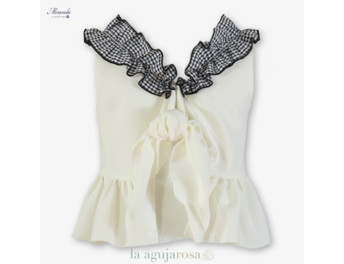 CONJUNTO NIÑA TOP VOLANTE Y PANTALÓN DE CUADROS DE MIRANDA