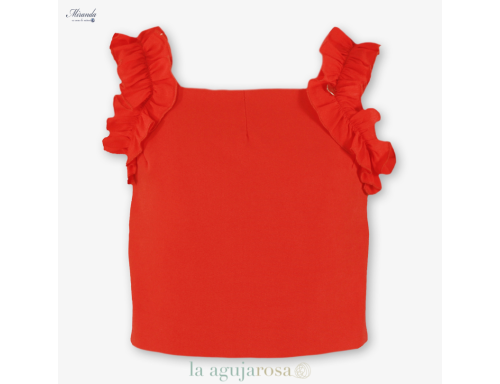 CONJUNTO NIÑA ROJO TOP VOLANTES PANTALÓN PALAZZO DE MIRANDA