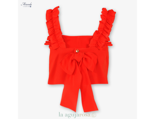 CONJUNTO NIÑA ROJO TOP VOLANTES PANTALÓN PALAZZO DE MIRANDA