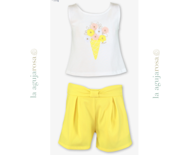 CONJUNTO DE PANTALÓN Y CAMISETA EN TONOS AMRILLOS DE MIRANDA