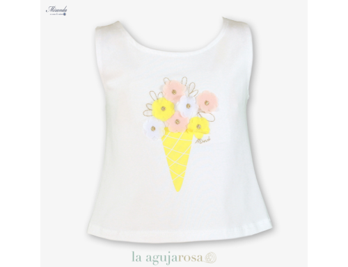 CONJUNTO DE PANTALÓN Y CAMISETA EN TONOS AMRILLOS DE MIRANDA