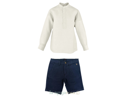 CONJUNTO NIÑO CAMISA Y PANTALÓN CORTO MARINO DE MIRANDA