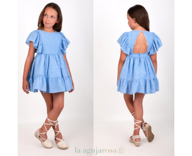 VESTIDO DE CEREMONIA CUERPO BORDADO EN AZUL DE NEKENIA