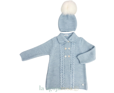 ABRIGO 3P RECOGIDAS AZUL DE LA COLECCIÓN PIANO DE JULIANA