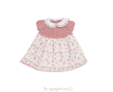 VESTIDO CUERPO DE PUNTO FLORES DE LA COLECCIÓN ARÁNDANO...