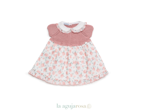 VESTIDO CUERPO DE PUNTO FLORES DE LA COLECCIÓN ARÁNDANO DE JULIANA