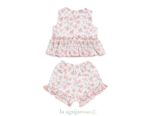 CONJUNTO PANTALÓN CAMISA NIÑA FLORES DE LA COLECCIÓN ARÁNDANO DE JULIANA