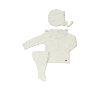 CONJUNTO 3P RAYADO CAMBINADO CUELLO PUNTILLA DE JULIANA