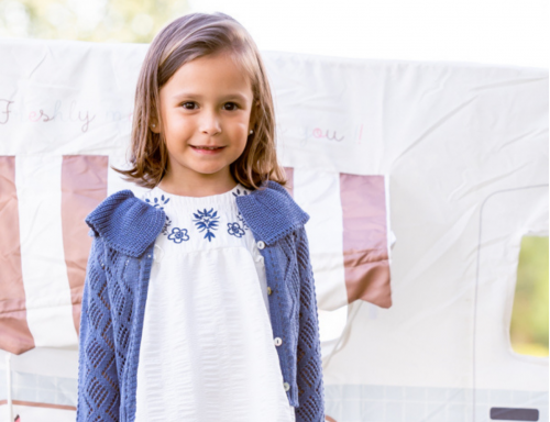 VESTIDO BLANCO BORDADOS AZULONES DE ANKAR