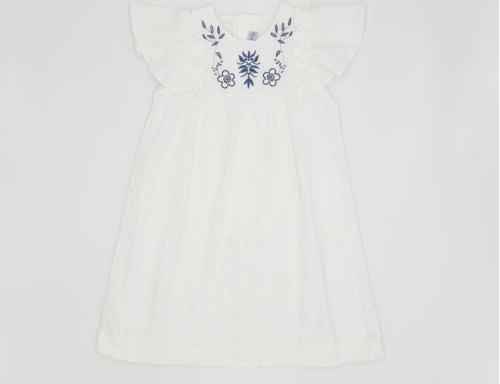 VESTIDO BLANCO BORDADOS AZULONES DE ANKAR