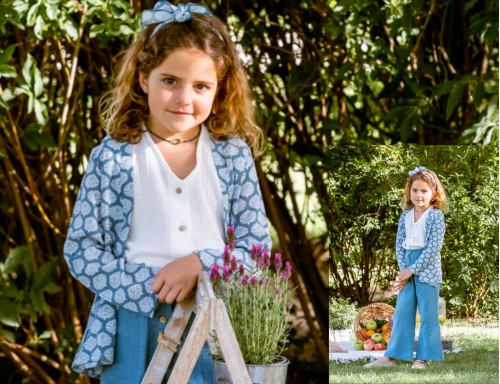 CONJUNTO DE TRES PIEZAS DE BAMBULA BORDADA