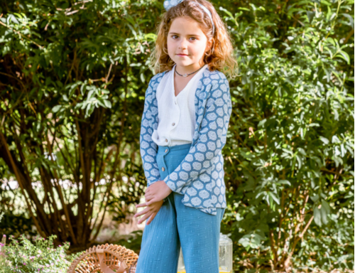 CONJUNTO DE TRES PIEZAS DE BAMBULA BORDADA