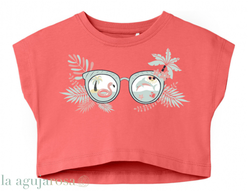 CAMISETA CROP TOP CORAL DE ALGODÓN DE BESTSELLER