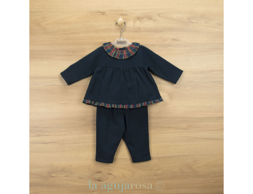 CONJUNTO LARGO CON CAMISA C/VOLANTES DE BABIDÚ