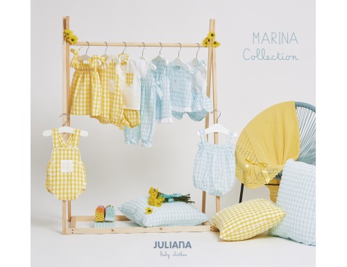 VESTIDO CORTO CON BRAGA DE TELA DE CUADROS J7141 DE LA COLECCIÓN MARINA DE JULIANA