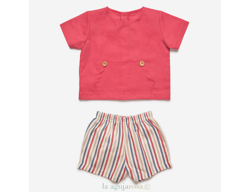 CONJUNTO CAMISA NIÑO RAYADO BOLSILLO J7173 DE LA COLECCIÓN VARADERO DE JULIANA