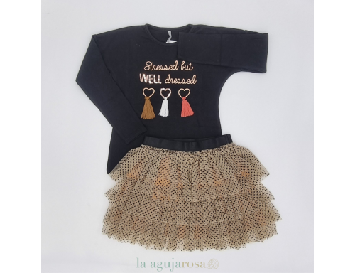 CONJUNTO FALDA VOLANTES Y JERSEY TULL TRYBEYOND