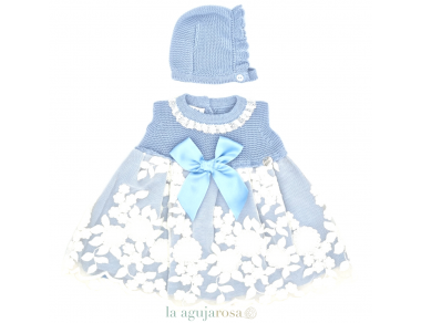 VESTIDO CUERPO PUNTO ENCAJE GORRO J7114 DE JULIANA