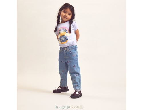 CAMISETA NIÑA DE MANGA CORTA EN ALGODÓN ORGÁNICO PERRO ARCOIRIS DE BESTSELLER