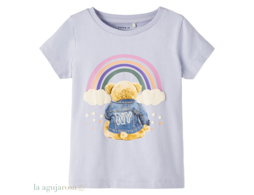 CAMISETA NIÑA DE MANGA CORTA EN ALGODÓN ORGÁNICO PERRO ARCOIRIS DE BESTSELLER