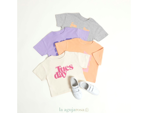 CAMISETA NIÑA CORTA DE ALGODÓN ORGÁNICO NARANJA DE BESTSELLER