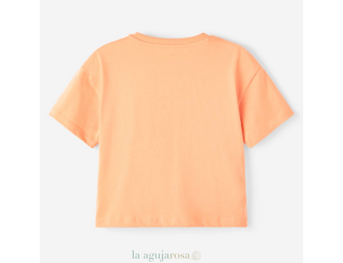 CAMISETA NIÑA CORTA DE ALGODÓN ORGÁNICO NARANJA DE BESTSELLER